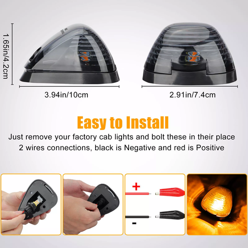 5x LED Smoke Cab Roof Light Len Marker Amber For Ford F250 F350 F450 Super Duty - Picture 4 of 18