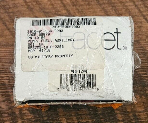 USGI MEP802 MEP803 Generators Facet Cube 24v Fuel Pump 40194, 2910-01-366-7293 - Foto 5 di 5