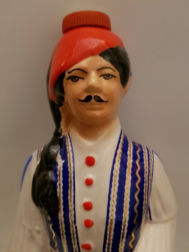 Tall Vintage Hand Painted Ceramic Metaxa Bottle, Male Figurine (A11) - Picture 2 of 12
