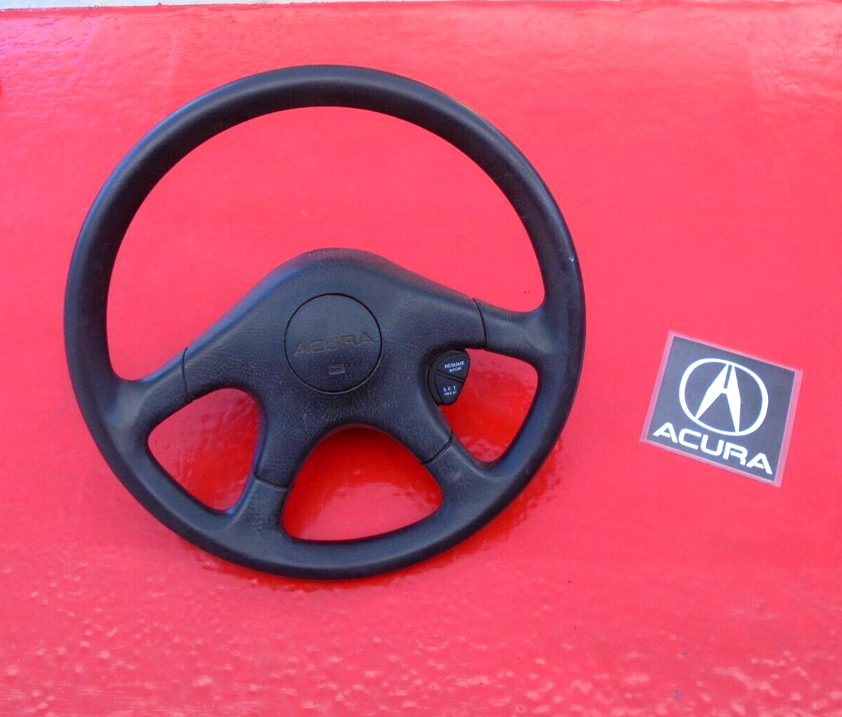 92 93 ACURA INTEGRA STEERING WHEEL WITH CRUISE CONTROL SWITCH BLACK OEM 4 SPOKE eBay