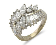 Woman 14k Solid White Gold 3.0 tcw Simulated Diamond Band Ring