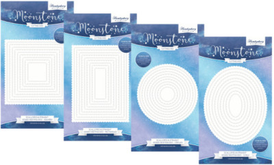 Hunkydory Mondstein verschachtelte Stanzformen-Sets ALLE 4 - Rechtecke Quadrate Kreise & Ovale