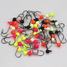 50pcs Round Ball Jig Heads Fishing Hooks Crappie Bass Lures 1/64 1/32 1/16 oz