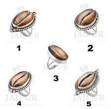 925 Solid Sterling Silver Ring Natural Brown Cowrie Shell Gemstone US Size JSR19