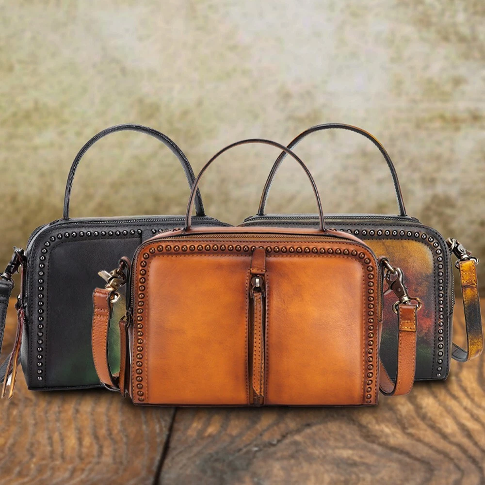 Genuine Leather Small Satchel Purses and Handbags Shoulder Bag for Women