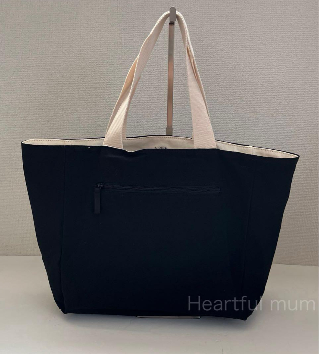 agnes b. reversible LOGO tote bag color black WHITE fashion women