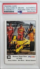 1987 A&S Danny Sullivan Rick Mears Michael Andretti Triple Signed Card Auto PSA