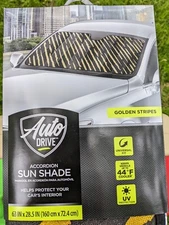 Auto Drive Universal Windshield Gold Black Silver Sun Shade 63 X 28.5 protect UV