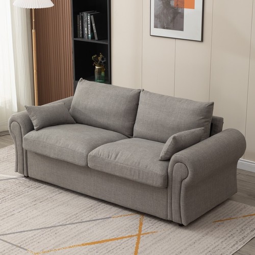 2/ 3 Seater Fabric Couch with Under Storage , Upholstered Linen Sofa - Picture 14 of 21