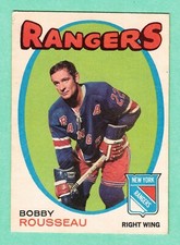 (1) BOBBY ROUSSEAU 1971-72 O-PEE-CHEE # 218 RANGERS EX/EX+ CARD (I1530)
