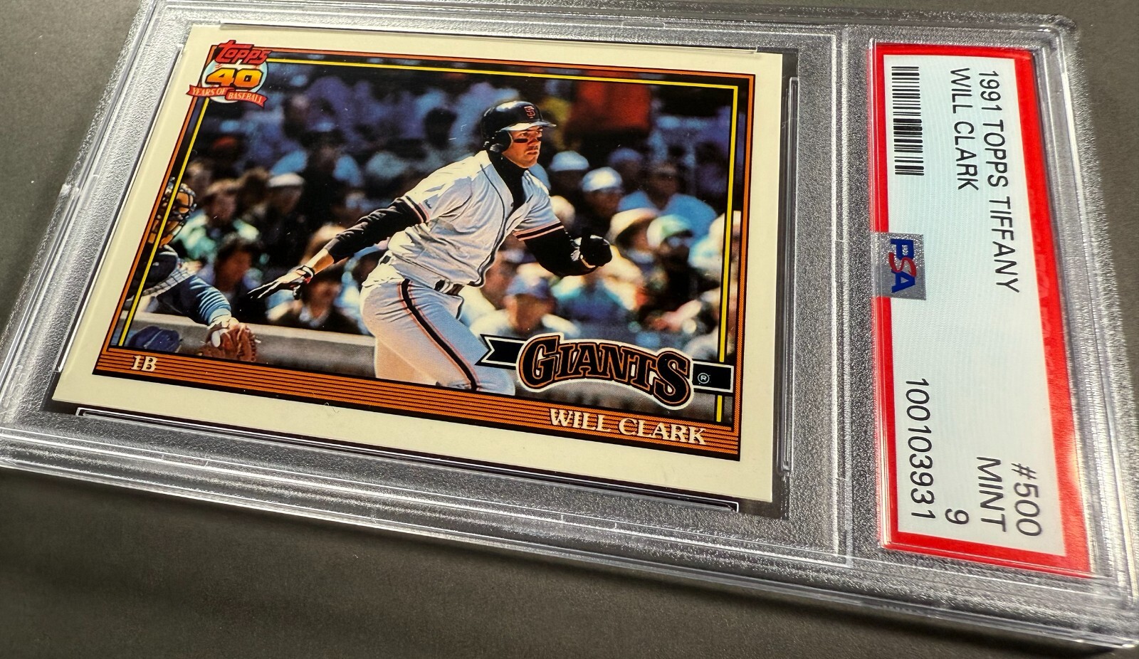 (PSA 9) 1991 Topps Tiffany #500, Will Clark