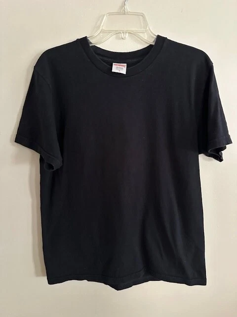 T shirt basique noir suprême coton pré rétréci manches courtes homme taille M Tee