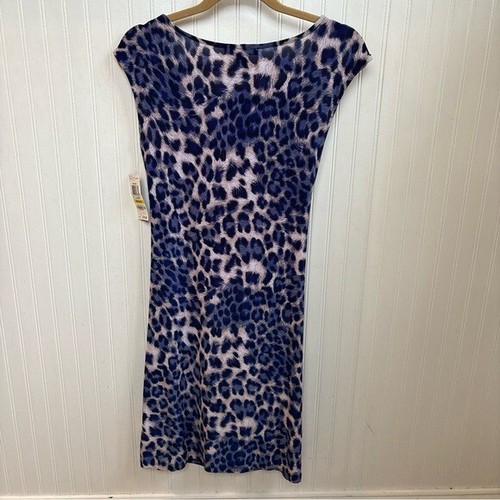 INC International Concepts Multi blau süß Leopardenmuster vorne zum Binden Kleid Medium - Bild 2 von 5
