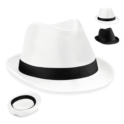 Beechfield Hut FEDORA Tribly Gangster Capone Schwarz Weiss S M L XL Neu B630