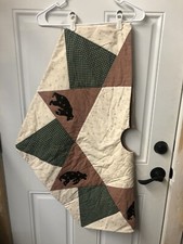 Hand Quilted/Sewn Reversible Christmas Tree Skirt Bear Outdoors Rustic