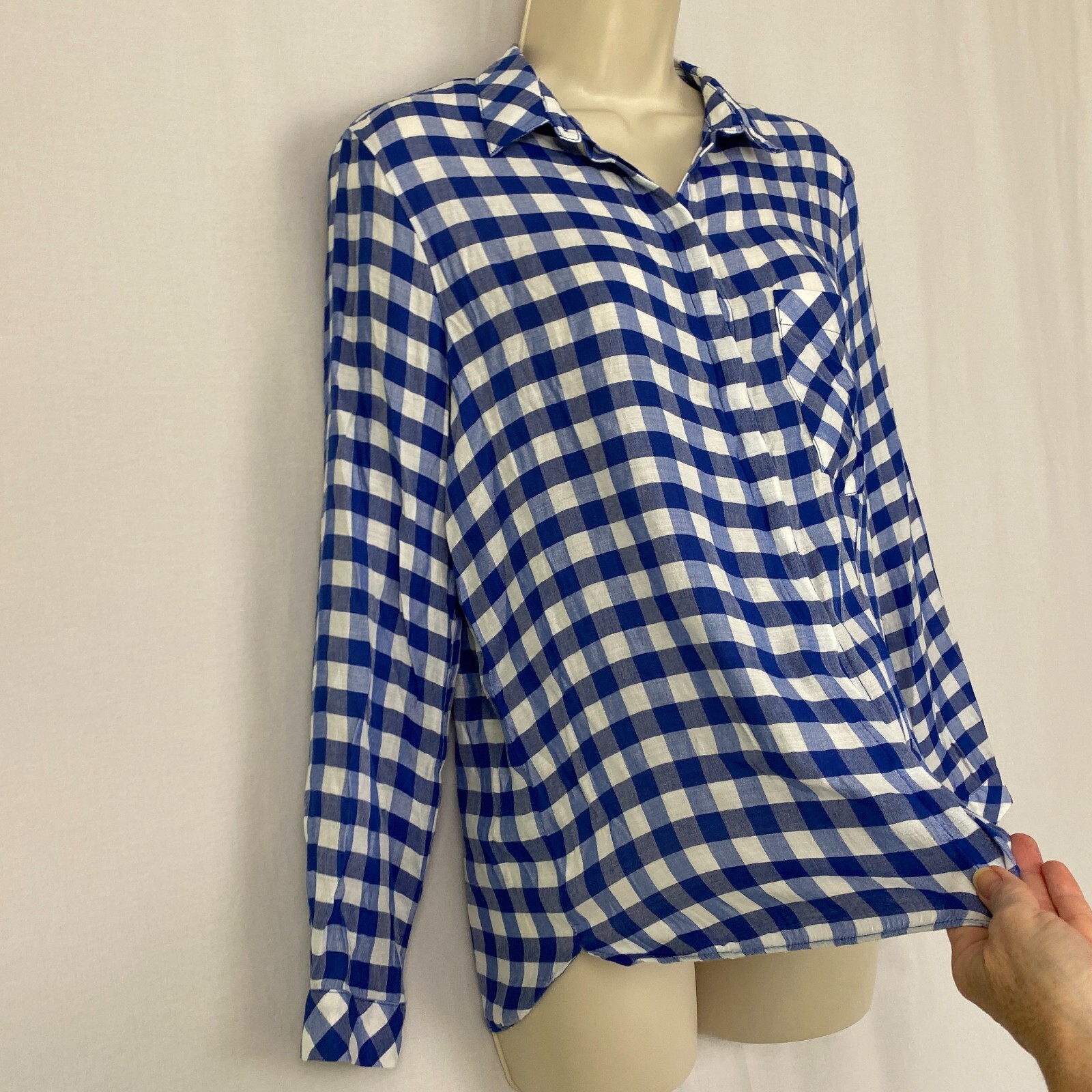 Zara Basic Top Medium Womens Buffalo Plaid Button… - image 4