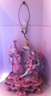 Vtg Beautiful Capodimonte Lamp Made Italy Shade Cover Frame Porcelain 3 Figures — photo 1