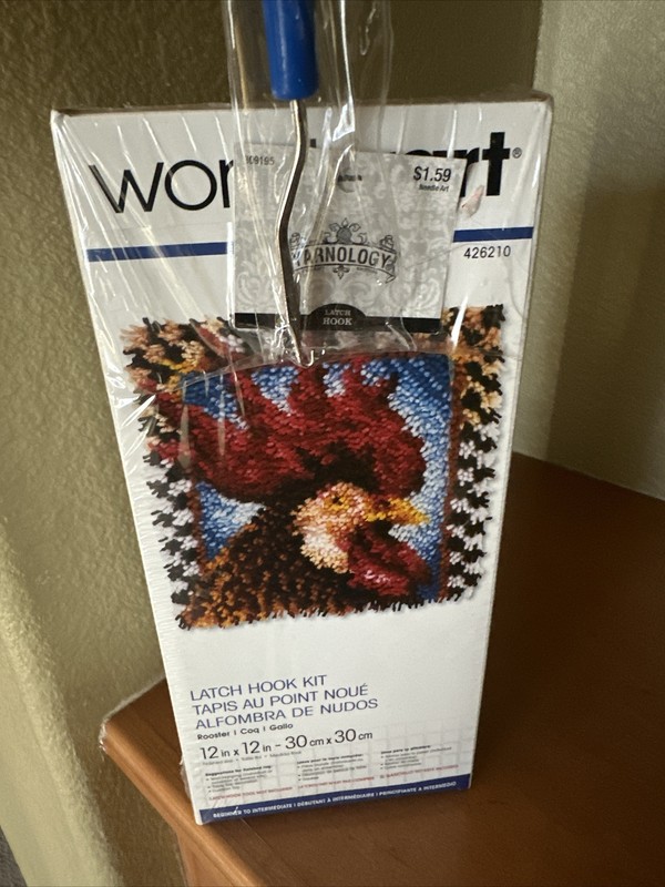 Wonderart Latch Hook Kit 12"X12"-Rooster W/ Hook NEW