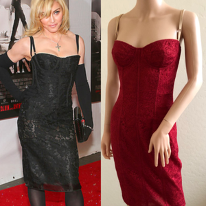 red lace bustier dress