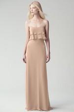 Jenny Yoo Olivia Strapless Chiffon Bridesmaid Dress  Size 4 Whipped Apricot
