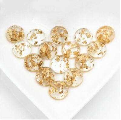 10x Harz Cabochons Gold-Elemente Transparent 8-12mm DIY Schmuck Handgefertigt