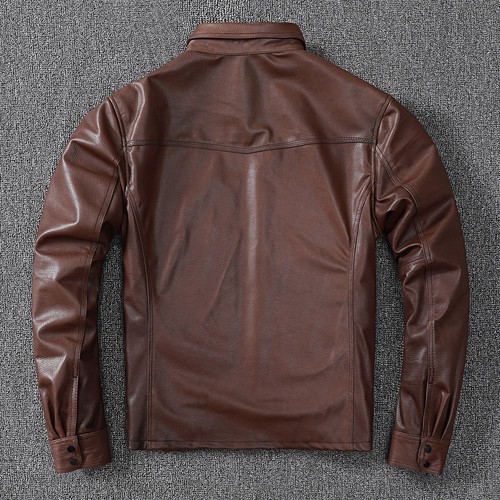Men's Italian Sheepskin Leather Jacket Slim Fit Short Leather Motorcycle Jacket - Picture 7 of 24