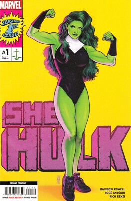 SHE-HULK #1 (2022) ROWELL ~ JEN BARTEL 2ND PRINT VARIANT ~ UNREAD NM