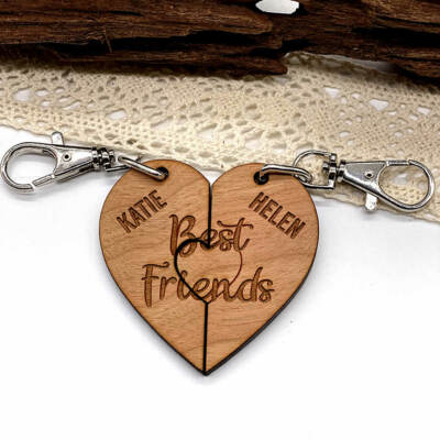Set of x Personalised Best Friends Heart Shape Jigsaw Puzzle Keyrings  Gift