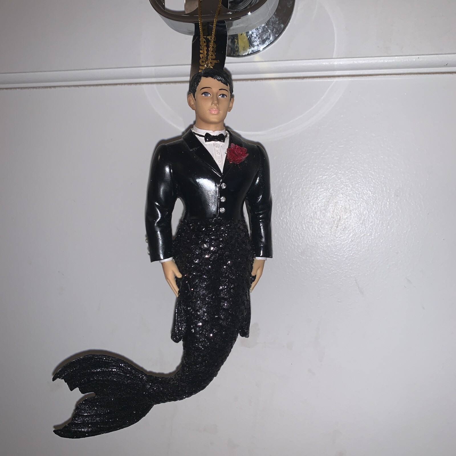 December Diamonds Groom Black Tuxedo Christmas Ornament Gay Merman New W Box