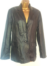 Vintage Buttery Black Leather Blazer Jacket Size M Roomy Pockets Lovely Cond