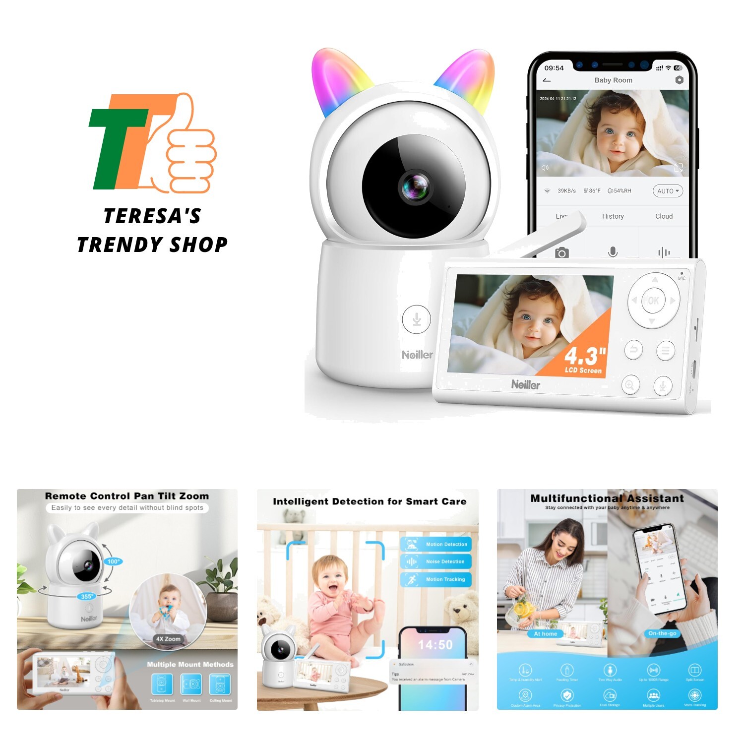 4.3-inch 1080P WiFi Baby Monitor with Smart 2.4G Audio and Video-image