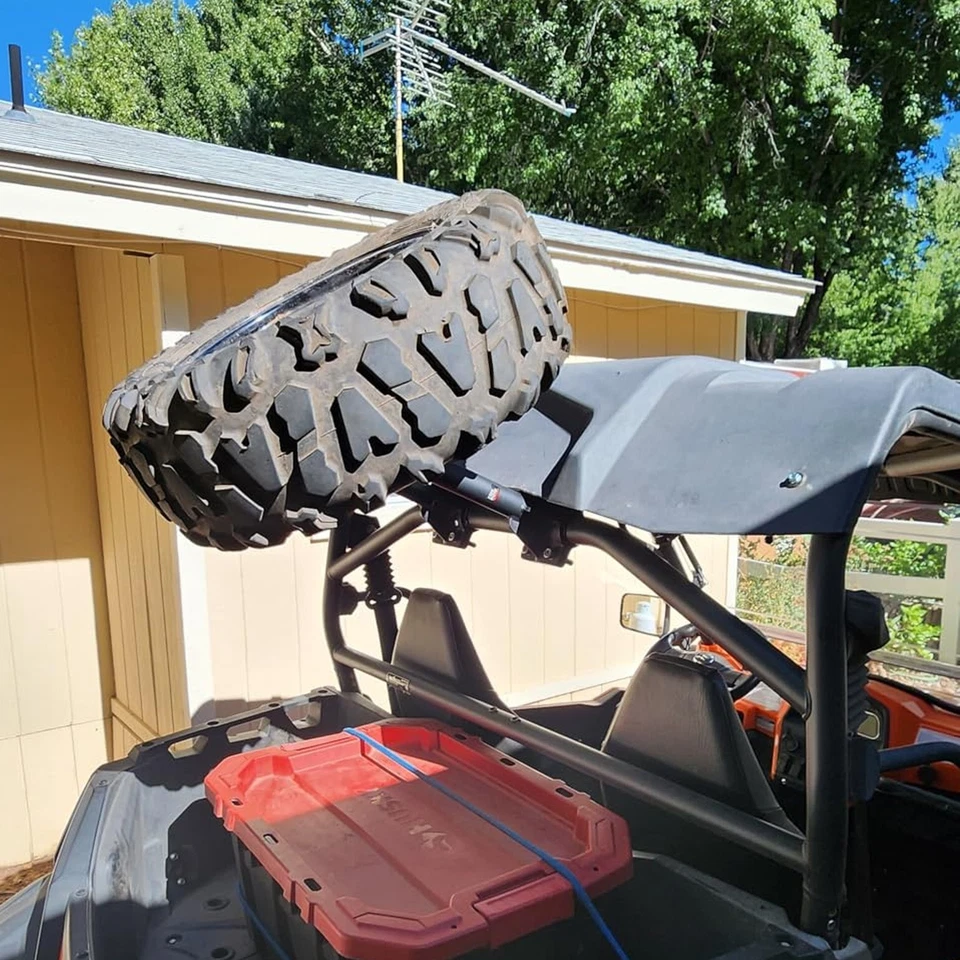 Soporte de soporte de neumático de repuesto para montaje en portador de neumáticos UTV se adapta a jaula antivuelco redonda de 1,5""-2"" Foto 3 de 4