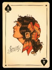 1 x modern playing card Sailor Jerry Tattoo woman - 2 of Spades R088
