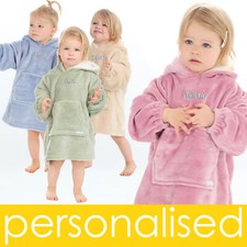 Personalised Toddler Oversized Blanket Hoodie Bear Ears Hood Lounge 18 M-3 Years