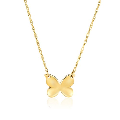 Butterfly Pendant Necklace 14K Solid 