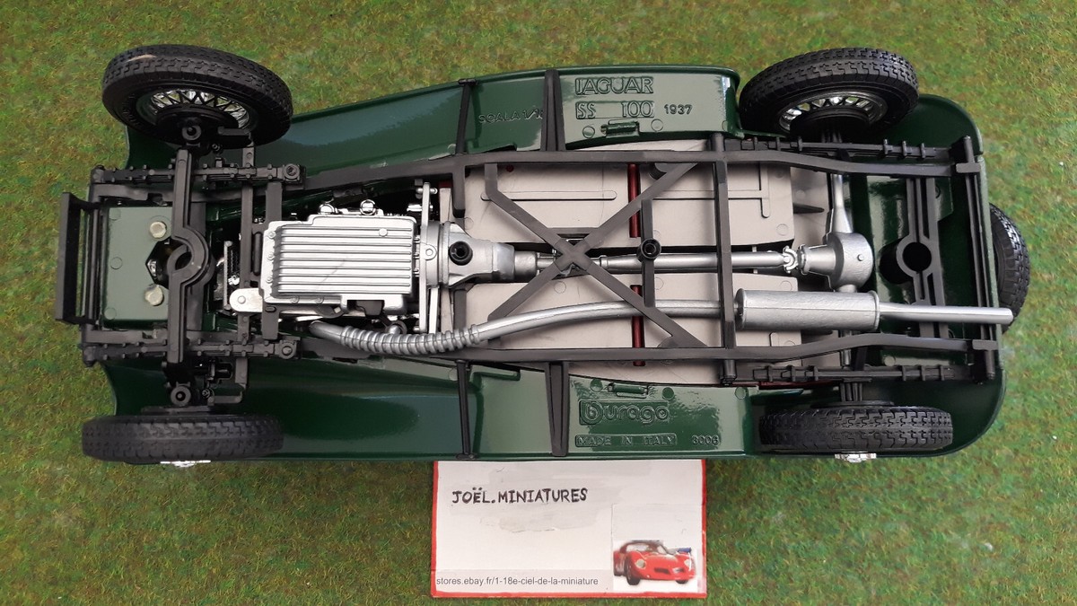 Jaguar SS100 1937 Miniature Burago 1/18, Noire, Cabriolet, Zamac, Collection