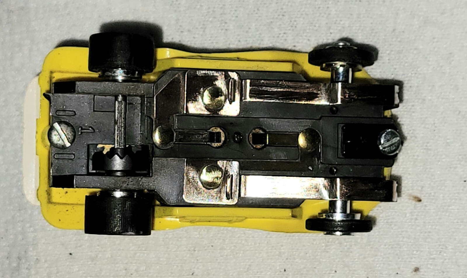 Vintage Aurora Yellow Buggy Thunderjet HO Slot Car Solid Rivet Chassis ...
