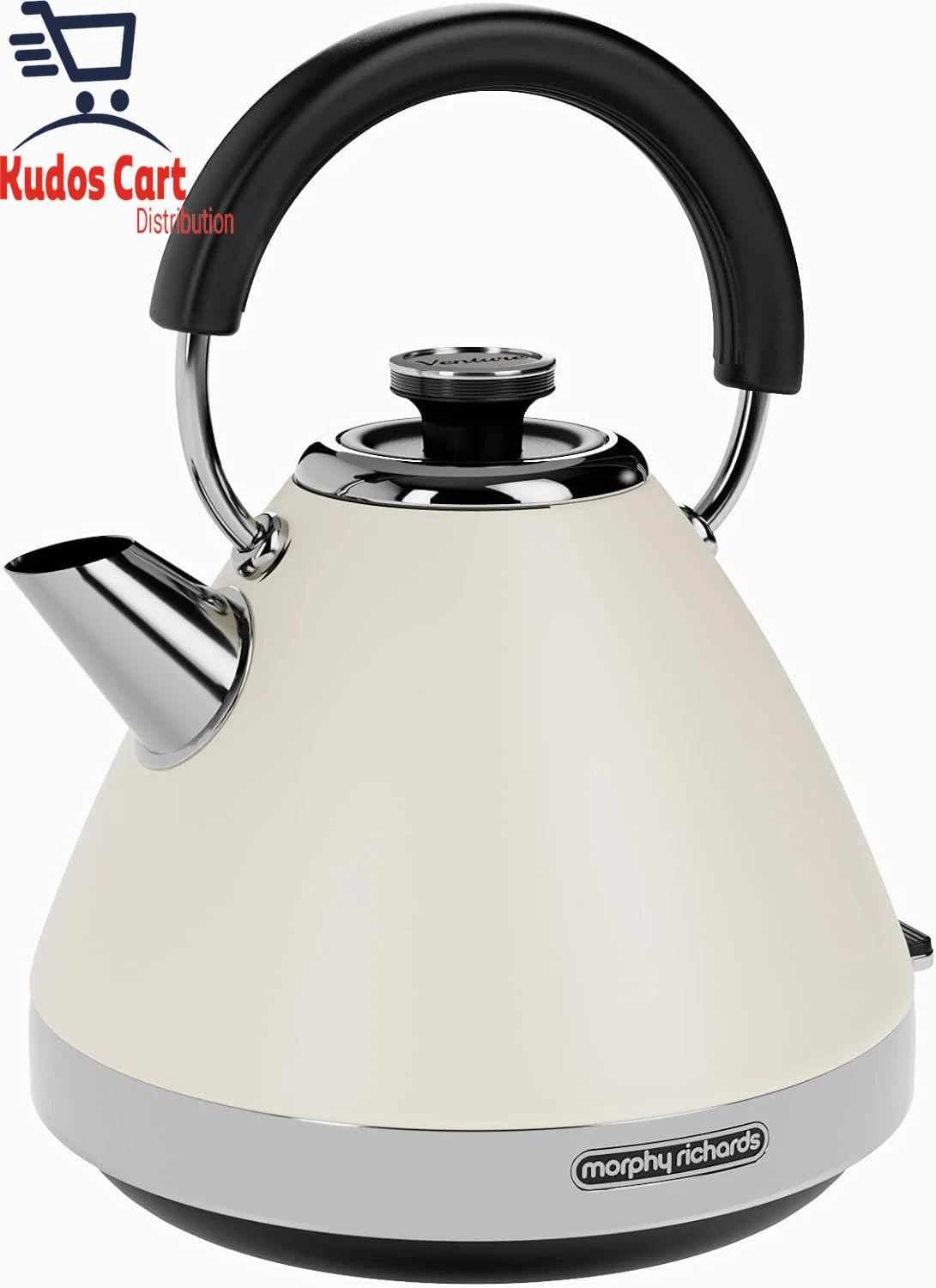 Morphy Richards Venture Cream Pyramid Kettle 1.5L Rapid Boil Limescale Filter