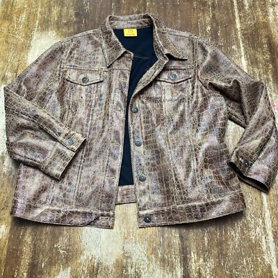 Ruby Rd. Faux Snake Skin Pleather Jacket Coat Medium Brown Western