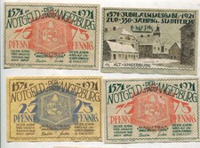 Notgeld: Angerburg Prusy Wschodnie 4 sztuki (615)