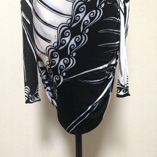 Abito EMILIO PUCCI S tubino aderente nero bianco stampa rayon foderato US6 - Foto 8 di 11
