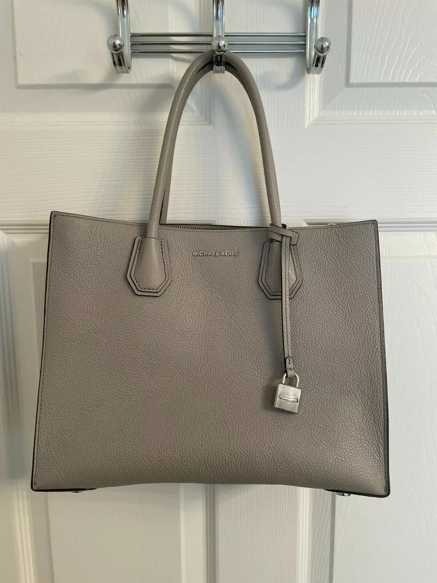 Michael Kors Mercer Large Convertible Tote Leather Pearl Grey