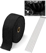 2" x 50ft Roll Titanium Header Turbo Pipe Manifold Exhaust Heat Wrap Tape 5Ties