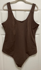 Pinsy Women's Sz 1X Brown Scoop Tank Thong Shapesuit Shapewear Bodysuit 89