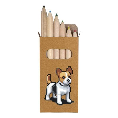 6 x 'Pixel Art Jack Russell Dog' Short Colour Pencils (PE00059318)