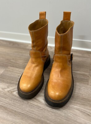 Maison Martin Margiela Leather Biker Ankle Light Brown Boots | eBay