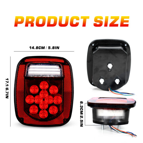 Par de luces traseras LED luces de matrícula de freno para Jeep Wrangler YJ TJ CJ5 CJ7 - Imagen 4 de 9