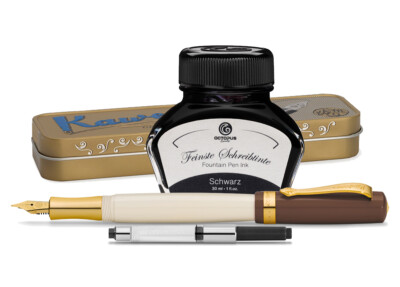 Kaweco Student Füllhalter mit 30ml Füllhaltertinteund Etui 20's Jazz, Schwarz