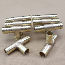 8PCS 9/16" 14mm Air Fuel Water 3-Way Brass Tee T Fitting Hose Barb Connector