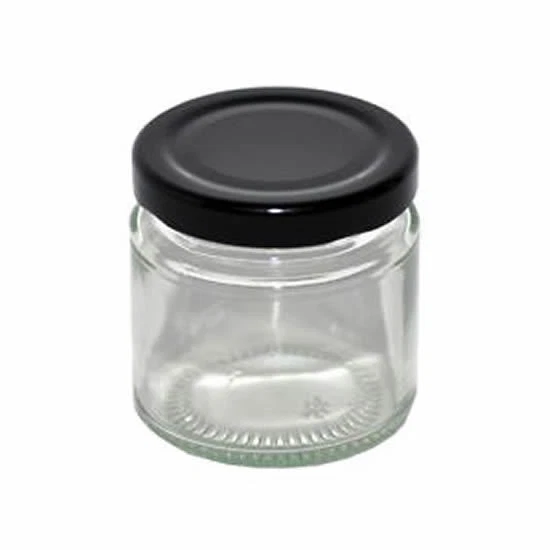 100 Small Round Food Grade Glass Jars 100ml With Black Lids Bulk